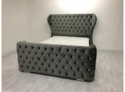Graues Chesterfield Bett Designer Schlafzimmer Möbel Englisches Polster Bett