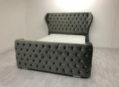 Graues Chesterfield Bett Designer Schlafzimmer Möbel Englisches Polster Bett