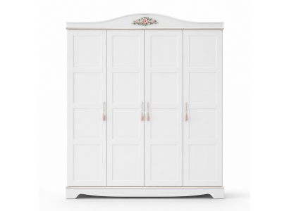 Weißer 4-Türiger Kleiderschrank Designer Holz Schrank Kinderzimmer Möbel