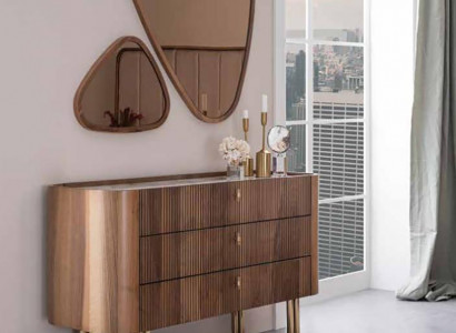 Braun Kommode mit Spiegel Schlafzimmer Moderne Luxus Möbel Design