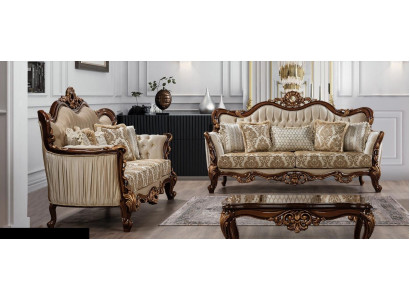 Luxus Garnitur Sofagarnitur 3+3 Sitzer Couchtisch Sofa Couch Sofas Set Barock