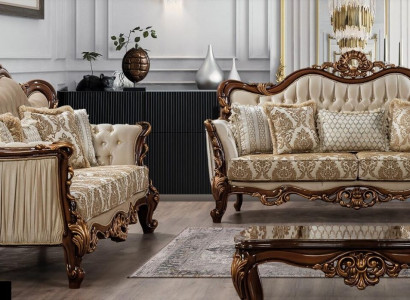 Luxus Garnitur Sofagarnitur 3+3 Sitzer Couchtisch Sofa Couch Sofas Set Barock