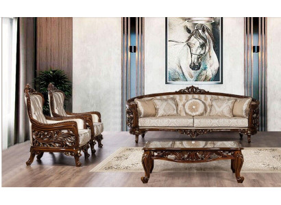 Luxus Sofagarnitur 3+1+1 Sitzer Couchtisch Gruppe Sofa Sessel Sofas Stoff Couch