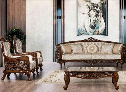 Luxus Sofagarnitur 3+1+1 Sitzer Couchtisch Gruppe Sofa Sessel Sofas Stoff Couch