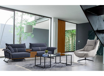 Luxus Garnitur Set Sofagarnitur 4+1 Sitzer Sofa Sofas Sessel Stoff 2tlg. Sets