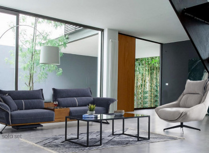 Luxus Garnitur Set Sofagarnitur 4+1 Sitzer Sofa Sofas Sessel Stoff 2tlg. Sets