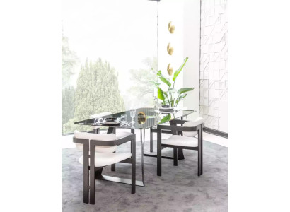 Luxus Esszimmer Glas Design Tisch Essgruppe Esstisch mit 4x Stühlen 5tlg