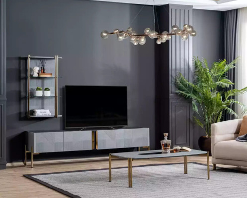 Wahnsinnig schickes Modern Designer Wohnzimmer-TV-Kommode in Aschgrau