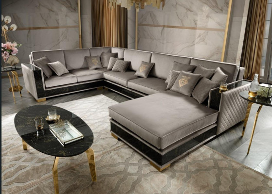 Wohnlandschaft Ecksofa U-Form Couch Sitz Polstersofa Sofas Möbel Sofa Italien