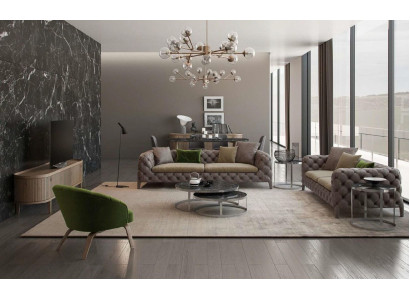 Chesterfield Sofagarnitur Viersitzer Sofas Luxus Couchen Sessel Möbel Sofa