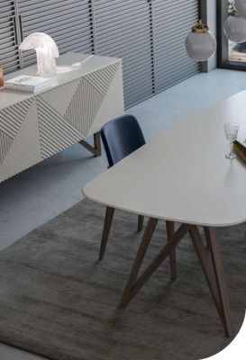 Esszimmergarnitur Moderne Esszimmergarnitur Weißes Sideboard mit Stauraum