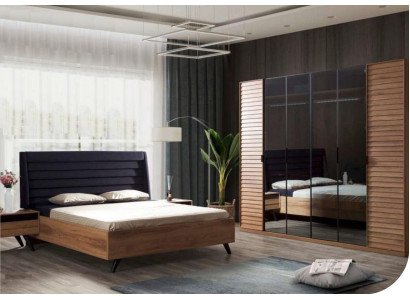 Großes Schlafzimmer-Set Schlafzimmermöbel Kleiderschrank Bett Nachttische