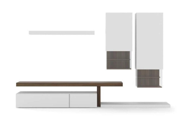 Weiße Wohnwand Möbel Moderne Hängeschränke Wandregale TV-Ständer Sideboard