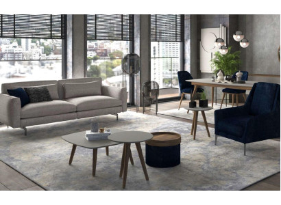Grau-Schwarze Wohnzimmermöbel Dreisitzer Sessel Neu Luxus Set Modern