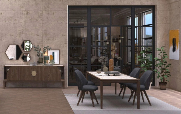 Luxus Braunes Sideboard Mit Glaselementen Stauraum Esszimmermöbel Holz