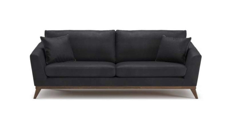 Grauer Kunstleder Dreisitzer Wohnzimmersofa Moderne Couch Stil Möbel
