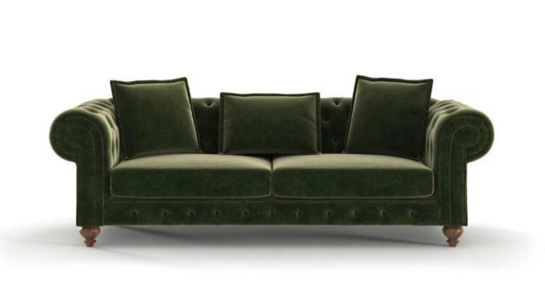 Grüner Chesterfield Textil Dreisitzer Luxus Couch Wohnzimmersofas Stil