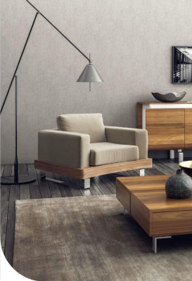 Beiger Weißer Sessel Sitzmöbel Wohnzimmermöbel Lesesessel Ohrensessel