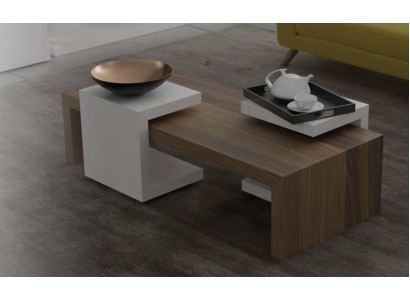 Couchtisch Set Walnuss Natur Wohnzimmermöbel Beistelltische Modern Neu