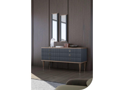 Designer Kommode Mit Schubladen Natural Walnut- Matt Anthracite