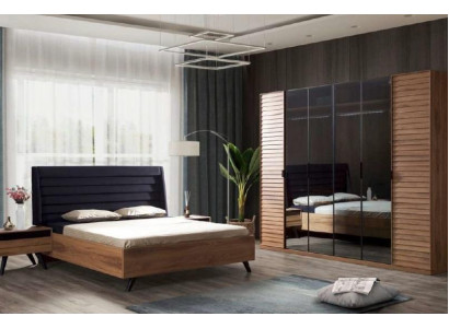 Schwarz Braunes Bettgestell Doppelbett Schlafzimmer Möbel Designer Bett