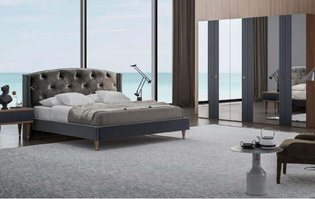 Natural Walnut- Matt Anthracite Nachttisch Mit Schubladen Konsolentische