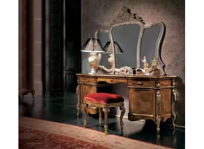 Schminktisch Schlafzimmer Hocker Spiegel Holz Garnitur Designer Möbel Set