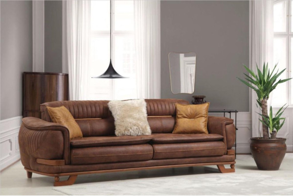 Luxus Dreibettsofa Dreisitzer Sofa 3 Sitzer Design Wohnzimmer Kunstleder