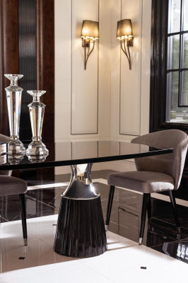 Luxus Essgruppe Essecke Esstisch Stühle Schwarz 9tlg Esszimmer Holz