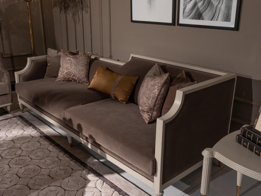 Sofagarnitur Viersitzer 4 Sitz Couchtisch Stoffsofa Polstersofa Braun