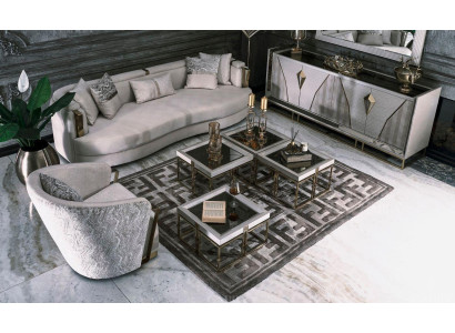 Wohnzimmer Gruppe Sofas Stoffsofa Sessel Couchtische Set 6tlg Grau