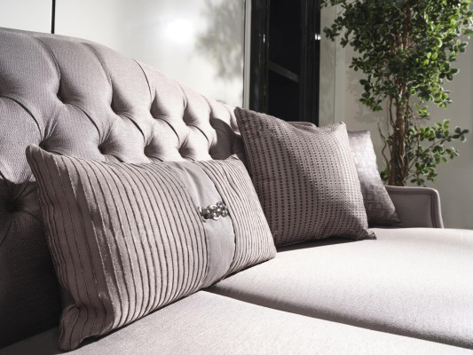 Sofagarnitur Sofa 3 Sessel Stoffsofa Grau 3tlg Dreisitzer Polstersofa