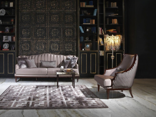 Sofagarnitur Viersitzer Sessel Beistelltisch Stoffsofa Grau Polster