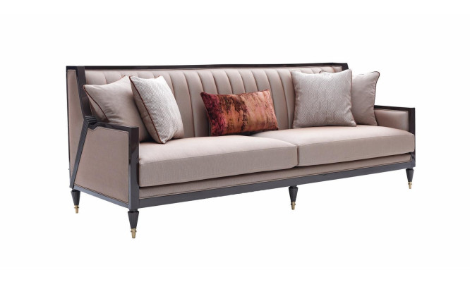 Viersitzer Sofa 4 Sitzer Stoffsofa Polstersofa Grau Klassischе Design