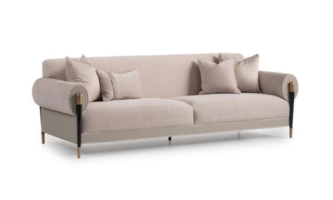 Stoffsofa Dreisitzer Sofa 3 Sitzer Polstersofa Modern Design Beige Neu