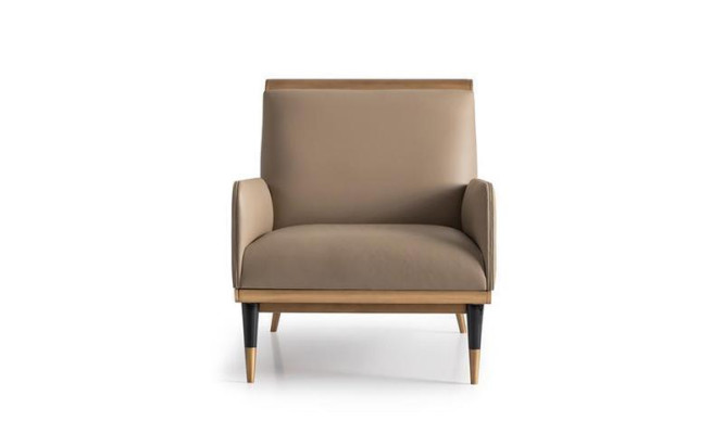 Sessel Einsitzer Sitzer Luxus Clubsessel Beige Kunstleder Wohnzimmer
