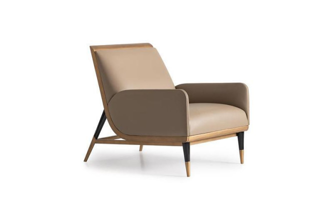 Sessel Einsitzer Sitzer Luxus Clubsessel Beige Kunstleder Wohnzimmer
