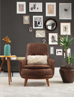 Sessel Ohrensessel Design Polster Wohnzimmer 1Sitz Kunstleder Sitzer