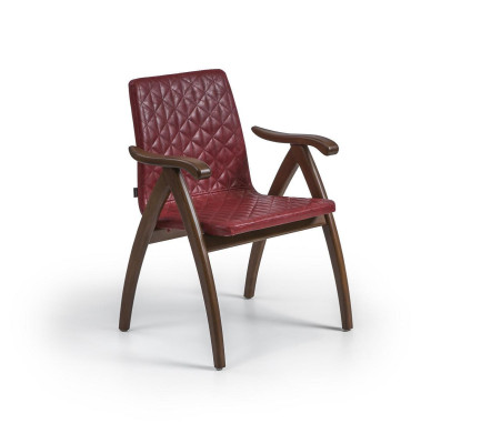 Modern Stuhl mit Armlehnen Leder Sitz Design Holz Stühle Esszimmer