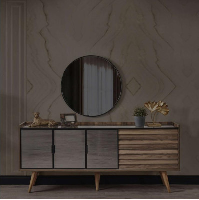 Komplette Braune Esszimmer Garnitur Esstisch 4x Stühle Sideboard 7tlg