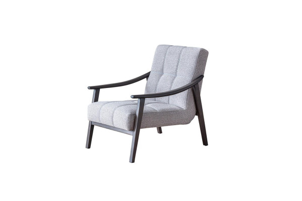 Designer Grauer Sessel Wohnzimmer Sitzmöbel Luxuriöses Holzgestell Neu