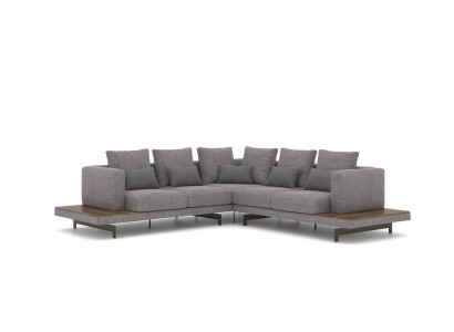  Wohnzimmer Grau Textil Sofa Couch L-Form Designer Luxus Polstersofa