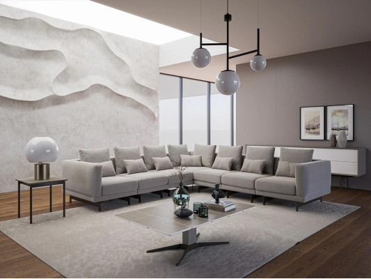 Wohnzimmer Grau Sofa Couch Polstermöbel Polstermöbel Neu Holz Couchtisch