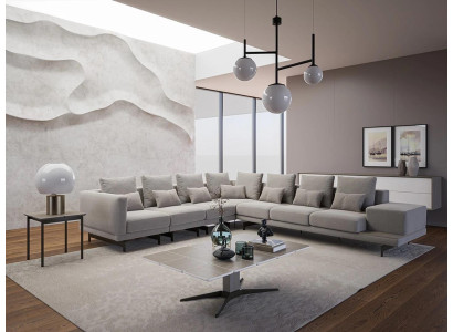 Designer Sofa Couch Ecksofa L-FormTextil Polster Garnitur Wohnzimmer Couchtisch