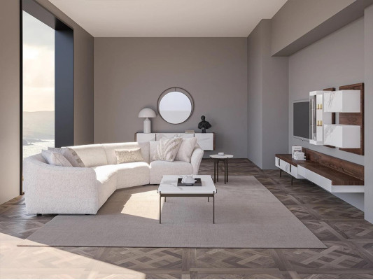 Luxus Garnitur Ecksofa L-Form Polster Wohnzimmer Couchtisch Neu Beistelltisch