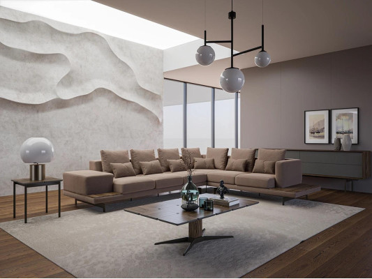 Wohnzimmer Ecksofa L-Form Designer Luxus Garnitur Einrichtung Couchtisch Neu