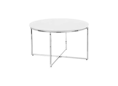  Luxuriöser weißer Couchtisch Beine aus weißem Metall silberfarben Wohnzimmer neu