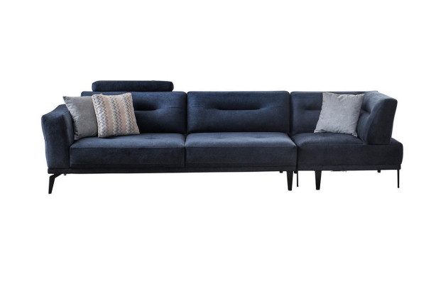  Modern 4-Sitzer Massive Luxus Sofa Blau Wohnzimmer Stoffsofa Design Modern