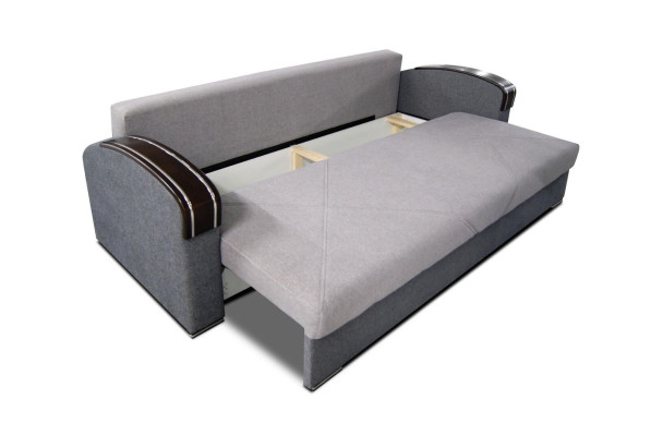 Luxus Design Sofa 3 Sitzer Möbel Polster Grau Textil Holz Möbel Schlafsofa Neu