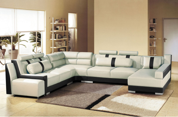 Leder Sofa Couch Polster Eck U Form Wohnlandschaft Eckgarnitur Sofas